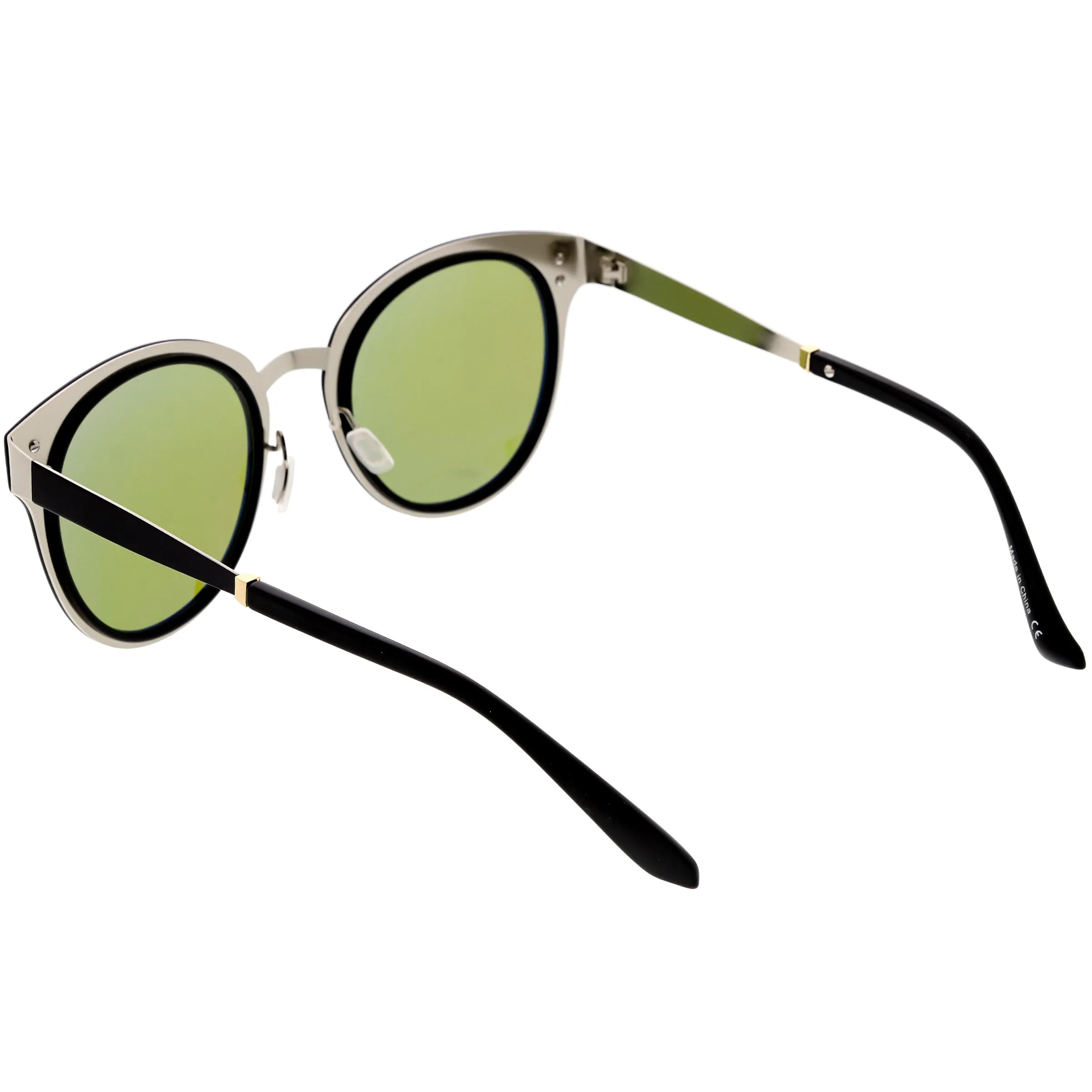 Women's Premium Horned Rim Mirrored Polarized Lens Sunglasses C830
