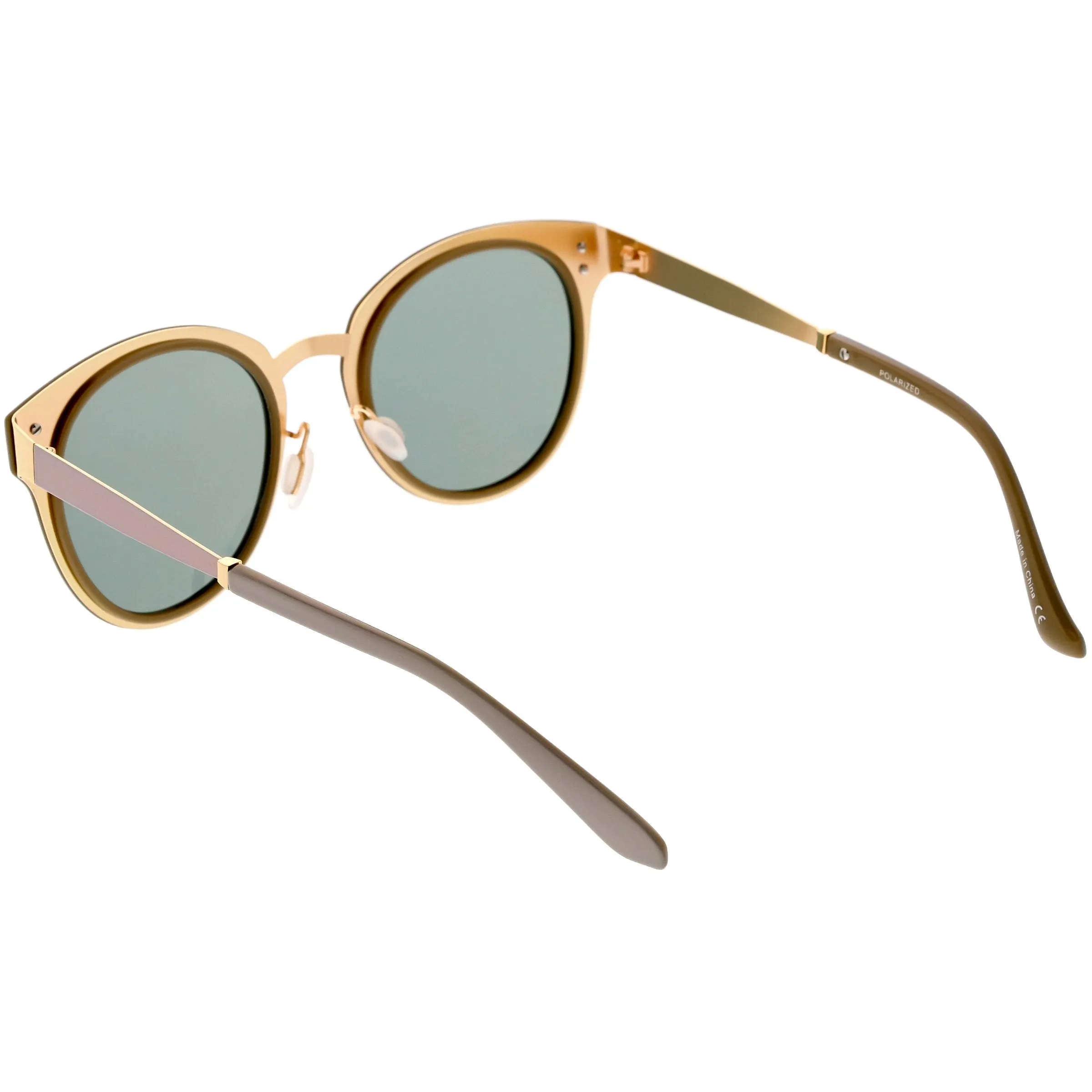 Women's Premium Horned Rim Mirrored Polarized Lens Sunglasses C830