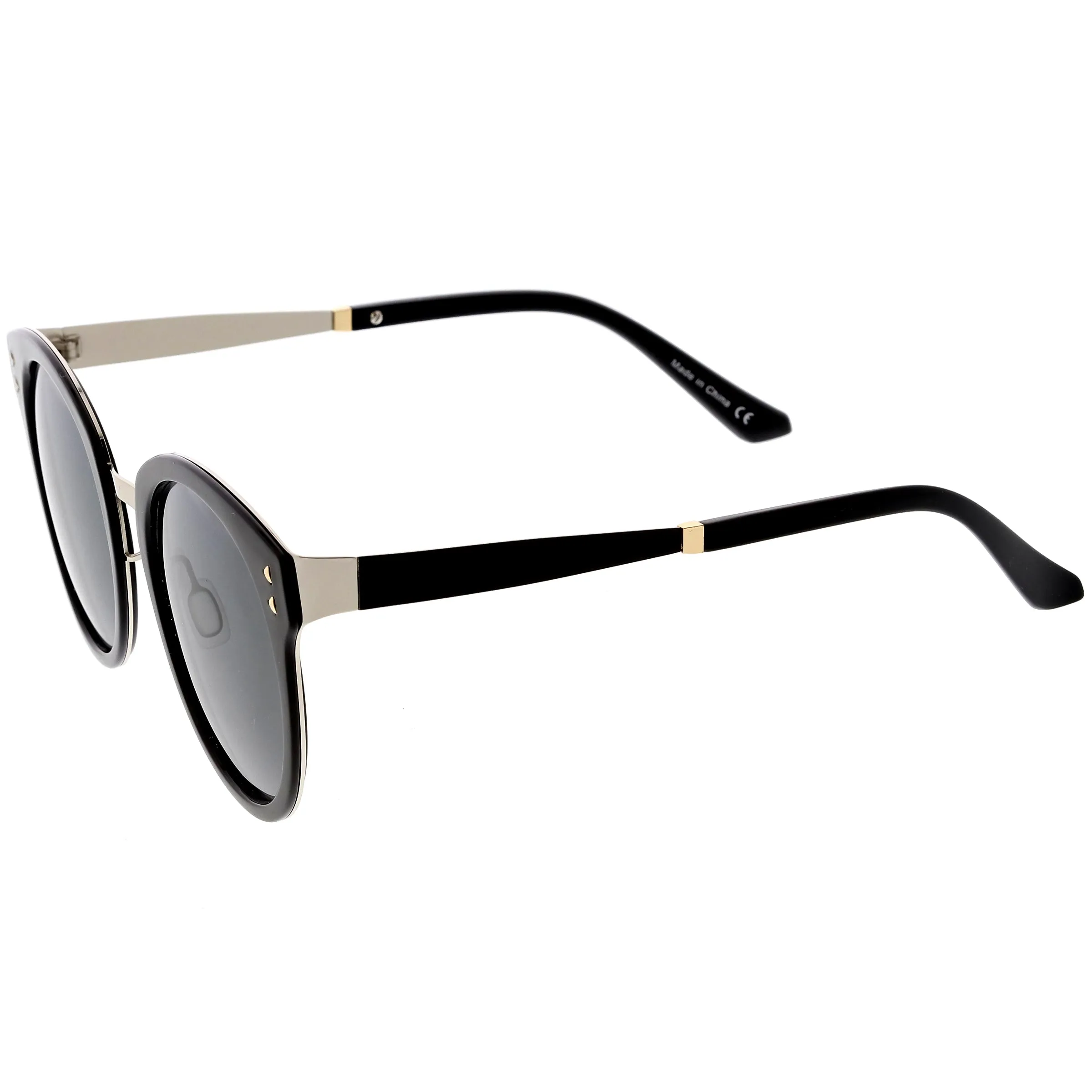 Women's Premium Horned Rim Mirrored Polarized Lens Sunglasses C830