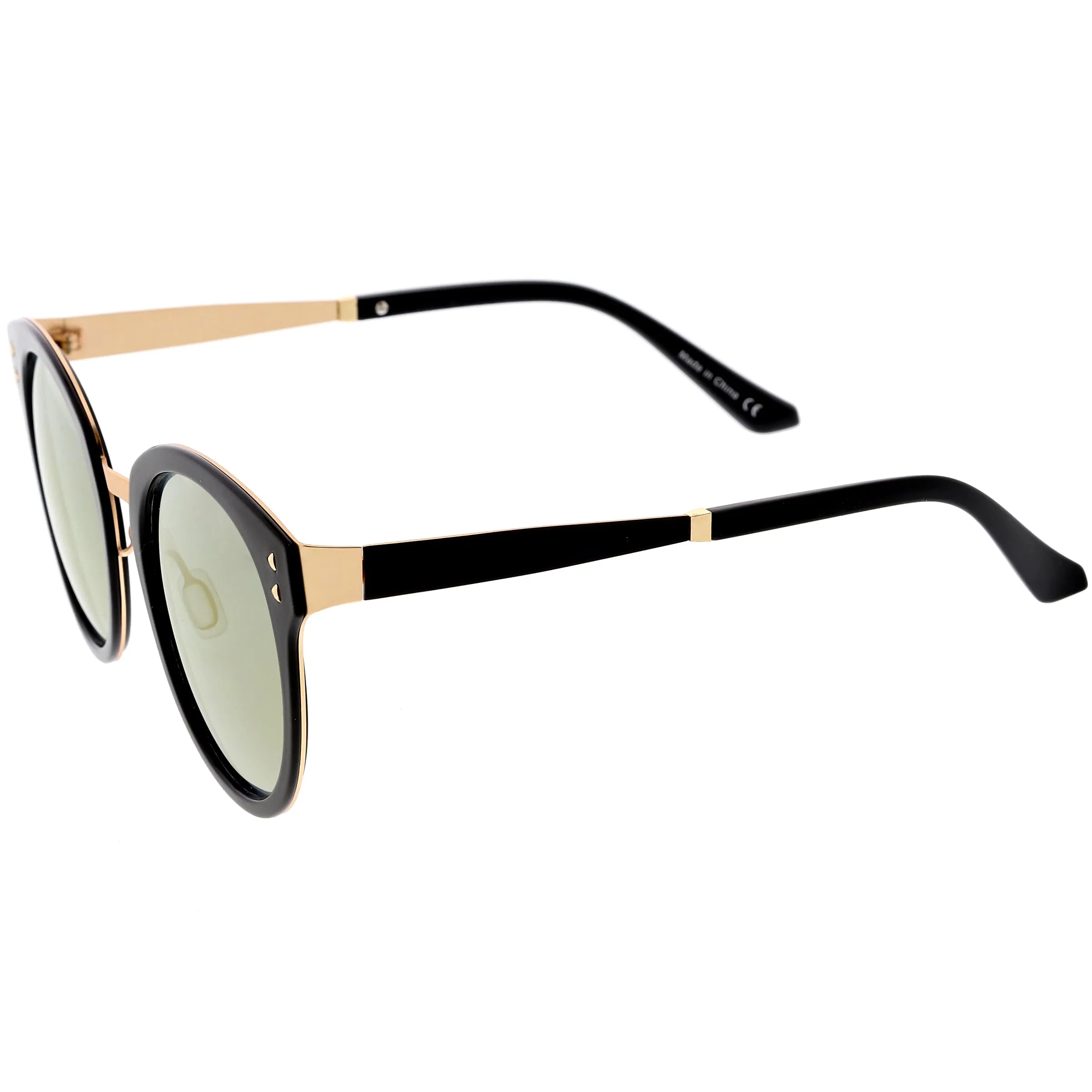 Women's Premium Horned Rim Mirrored Polarized Lens Sunglasses C830