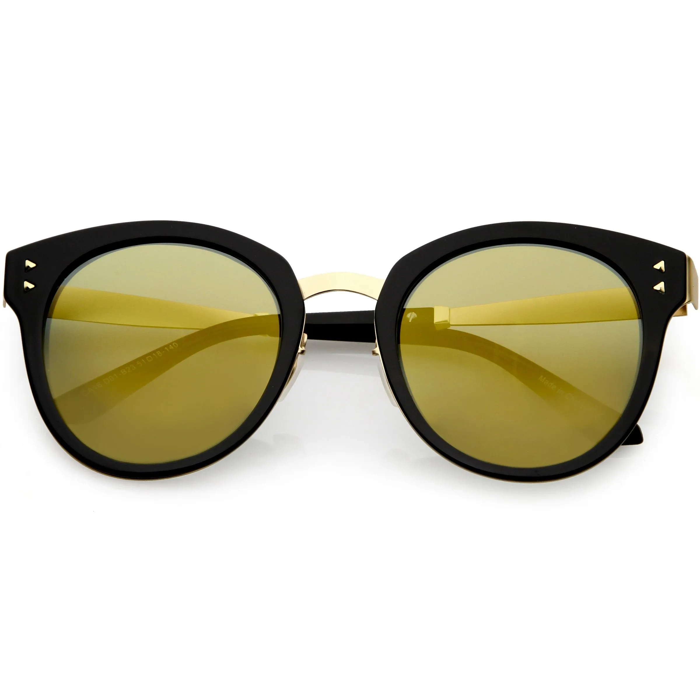 Women's Premium Horned Rim Mirrored Polarized Lens Sunglasses C830