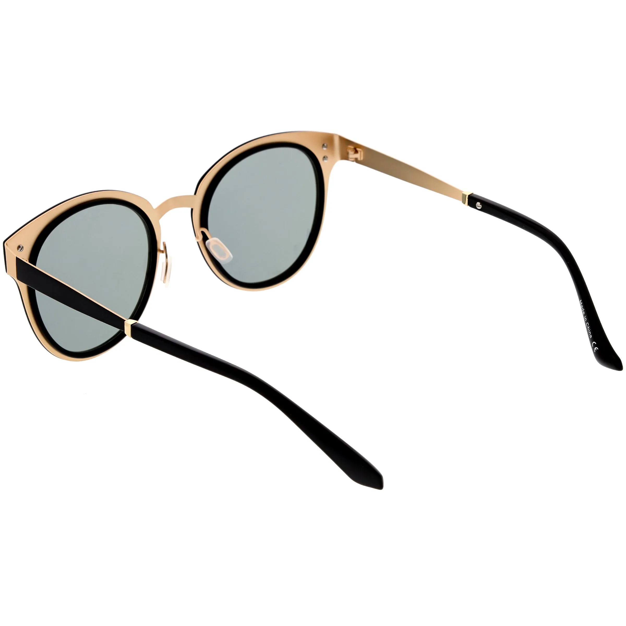 Women's Premium Horned Rim Mirrored Polarized Lens Sunglasses C830
