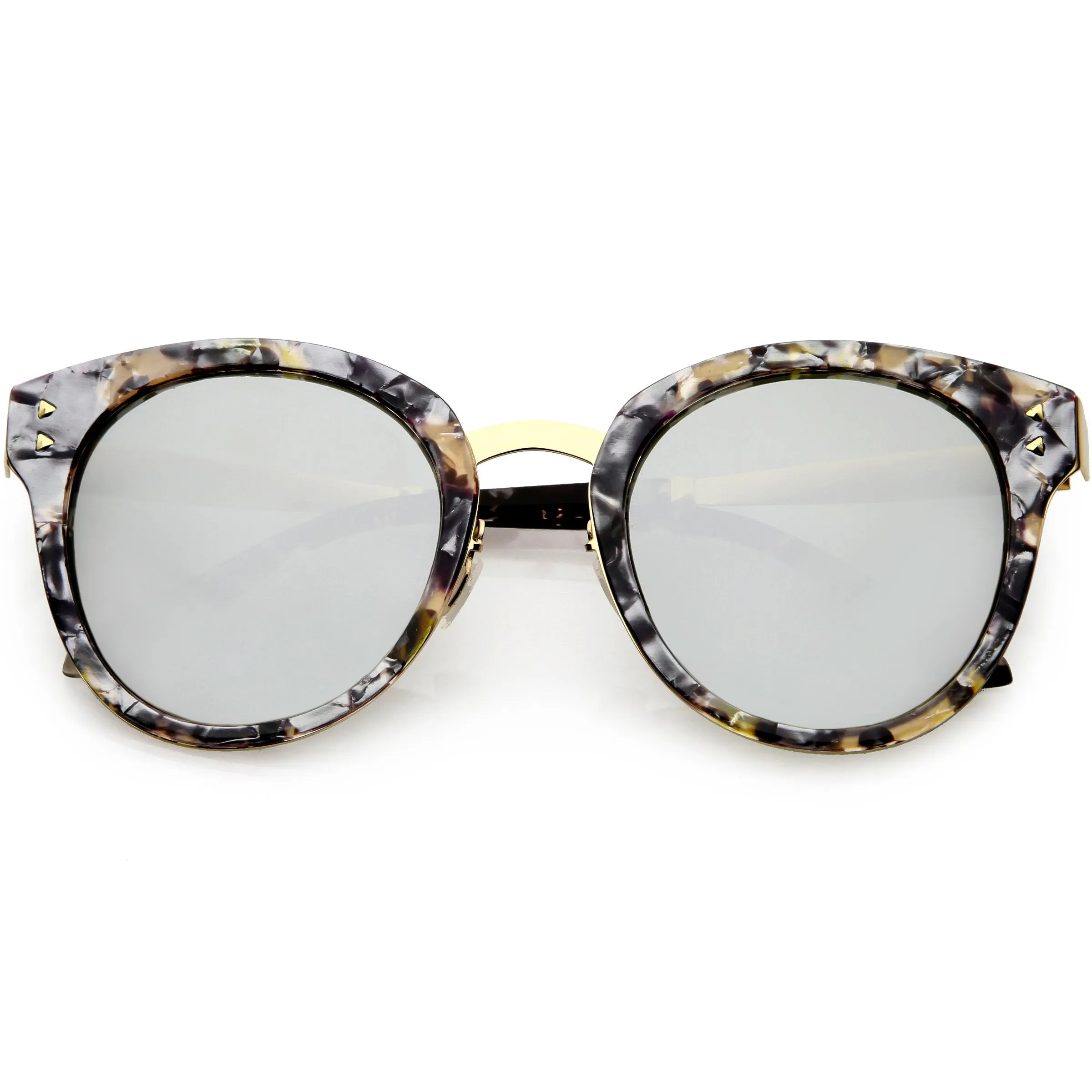 Women's Premium Horned Rim Mirrored Polarized Lens Sunglasses C830
