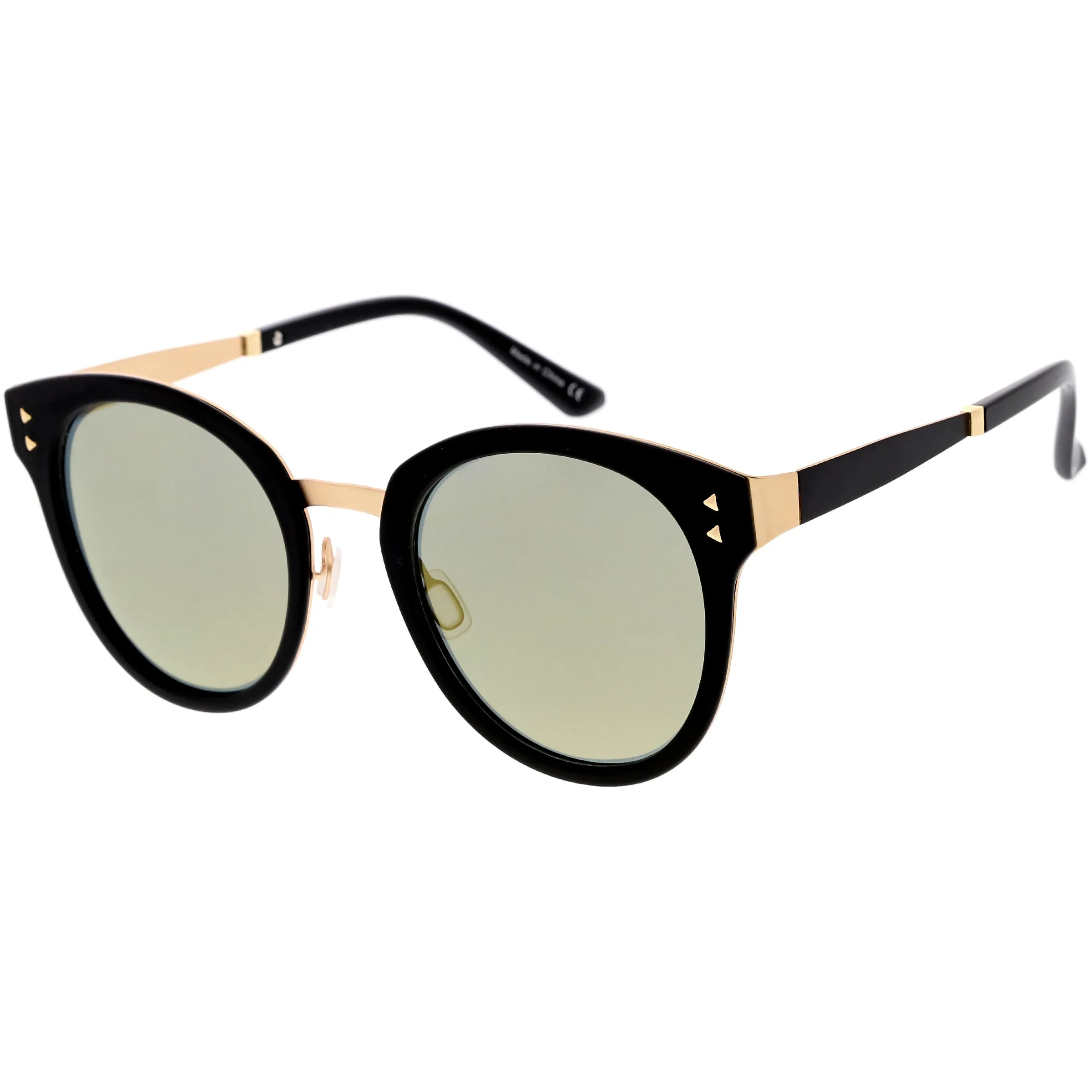 Women's Premium Horned Rim Mirrored Polarized Lens Sunglasses C830