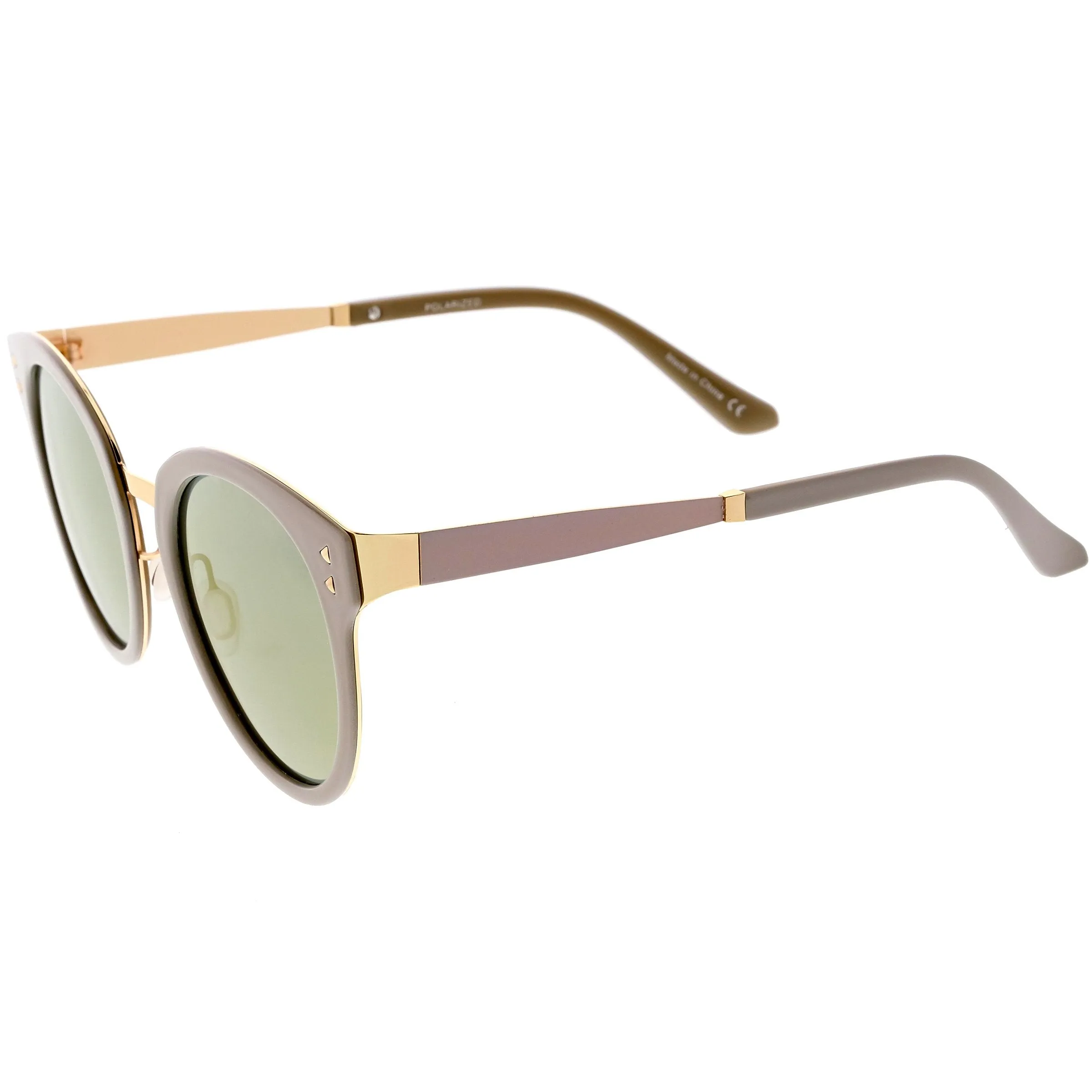 Women's Premium Horned Rim Mirrored Polarized Lens Sunglasses C830