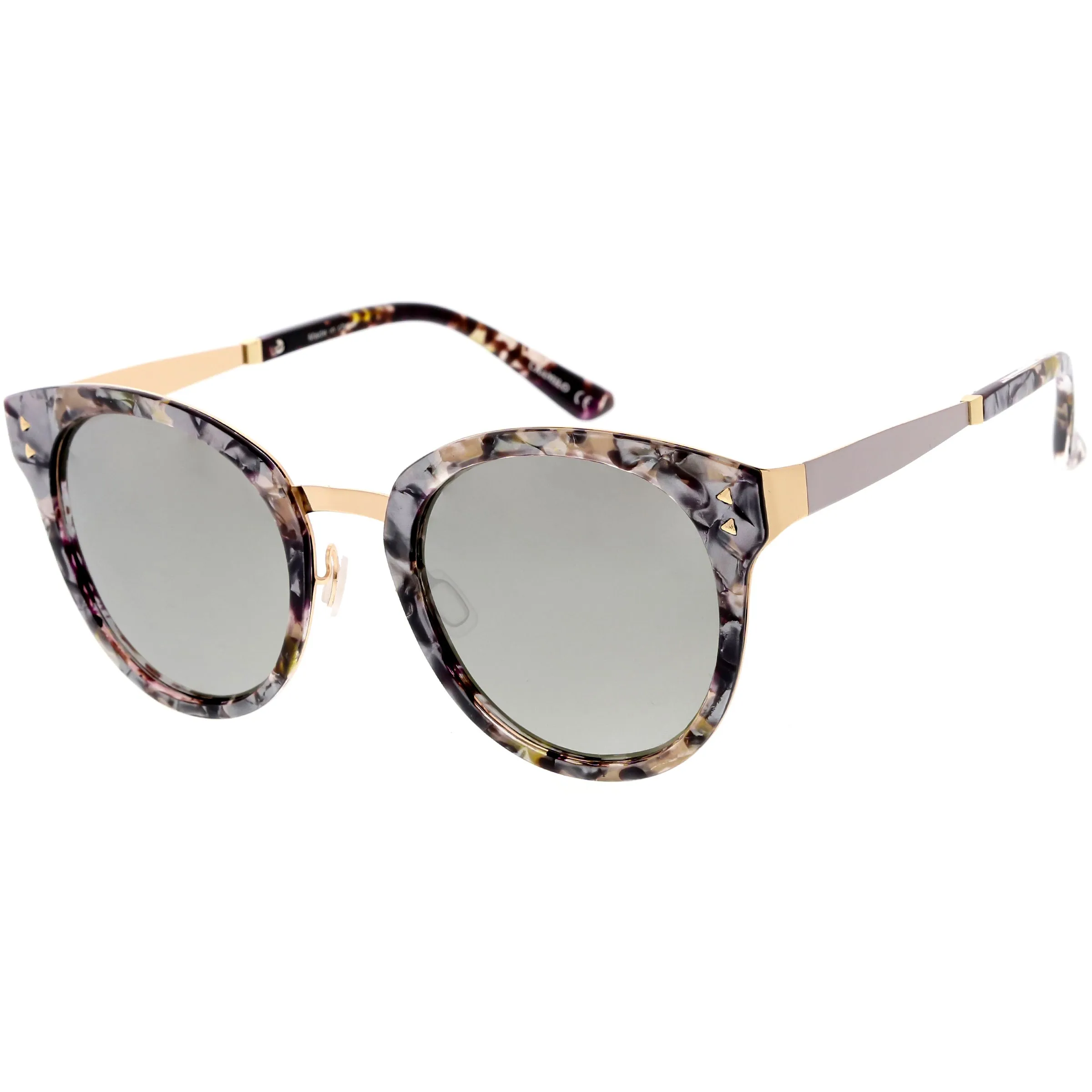 Women's Premium Horned Rim Mirrored Polarized Lens Sunglasses C830