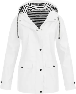 Womens Rain Coat Lightweight Coats Plus Size Casual Sports Windbreaker Hooded Waterproof Windproof Outdoor Jacket