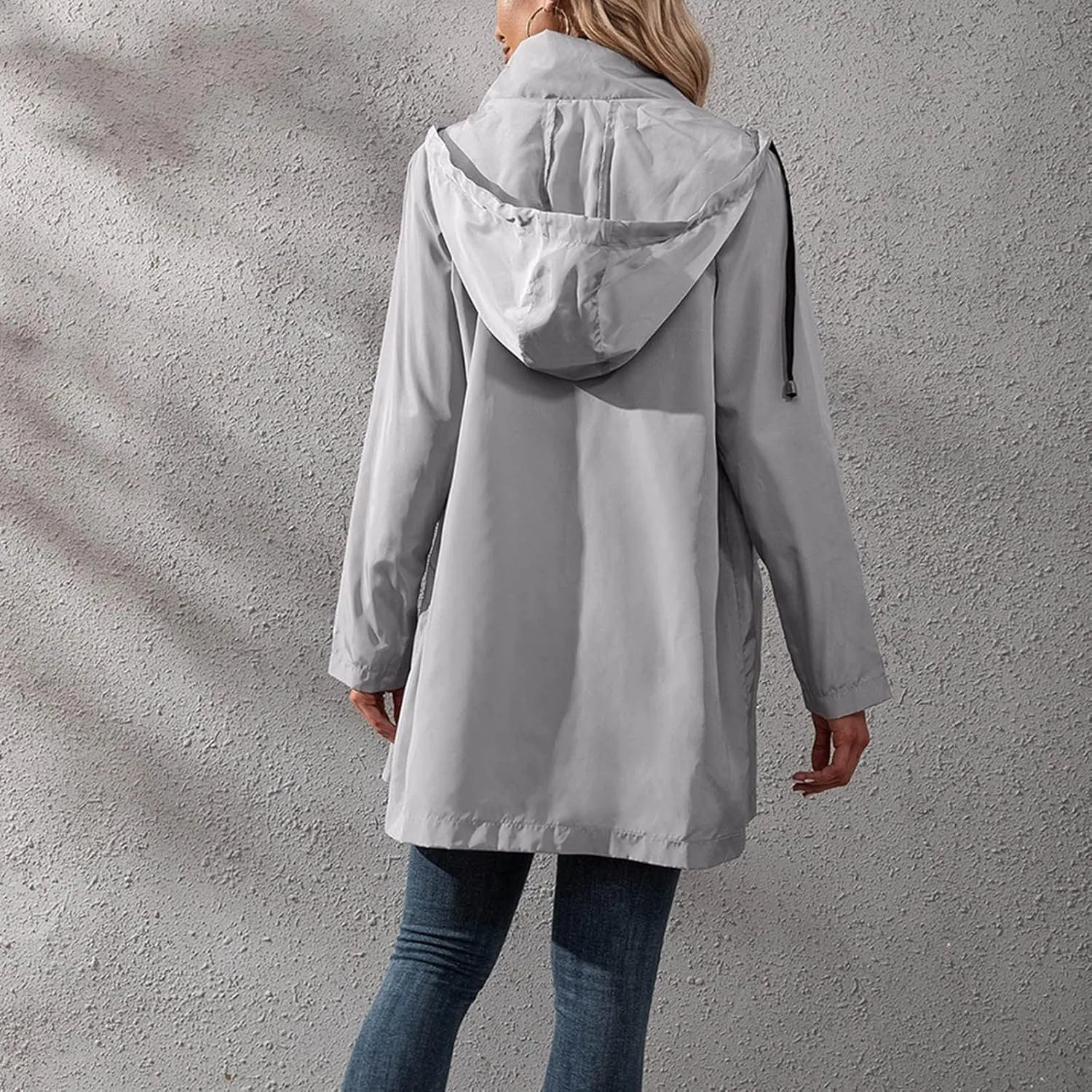 Women's Rain Jacket Plus Size Lightweight Raincoat with Hood Waterproof Outdoor Jackets Fashion Casual Windbreaker