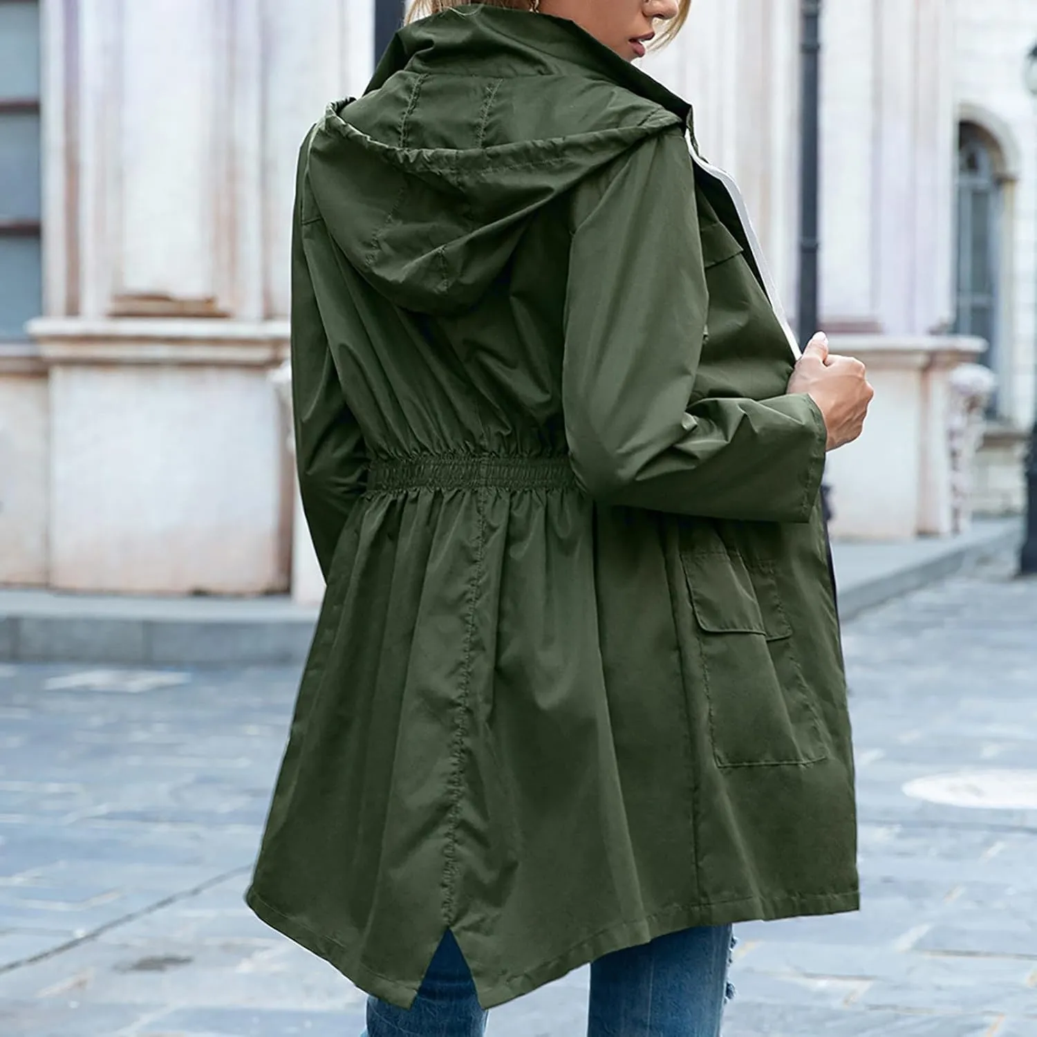 Women's Rain Jacket Plus Size Lightweight Raincoat with Hood Waterproof Outdoor Jackets Fashion Casual Windbreaker