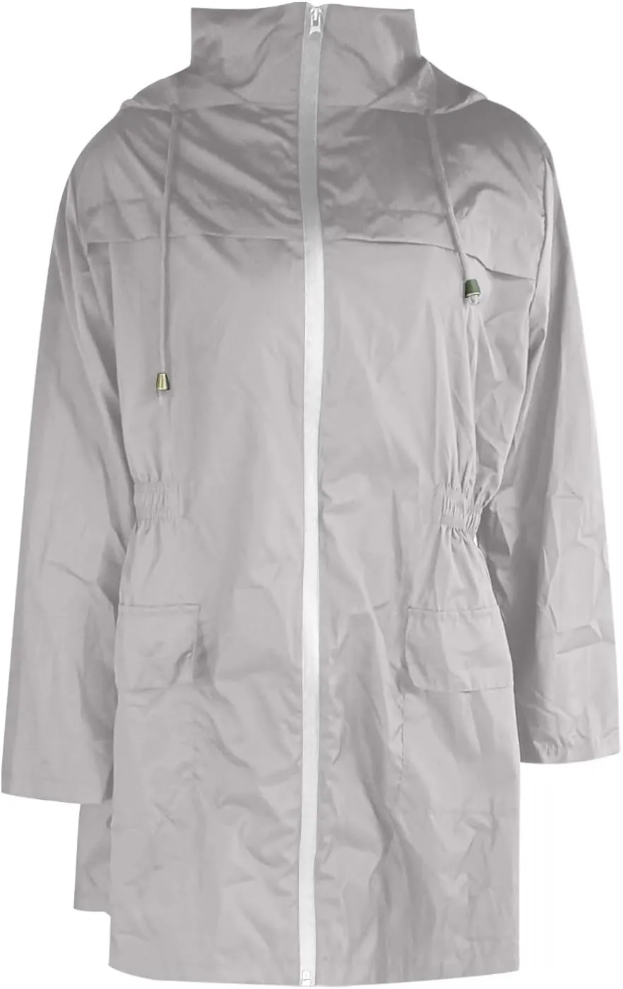 Women's Rain Jacket Plus Size Lightweight Raincoat with Hood Waterproof Outdoor Jackets Fashion Casual Windbreaker