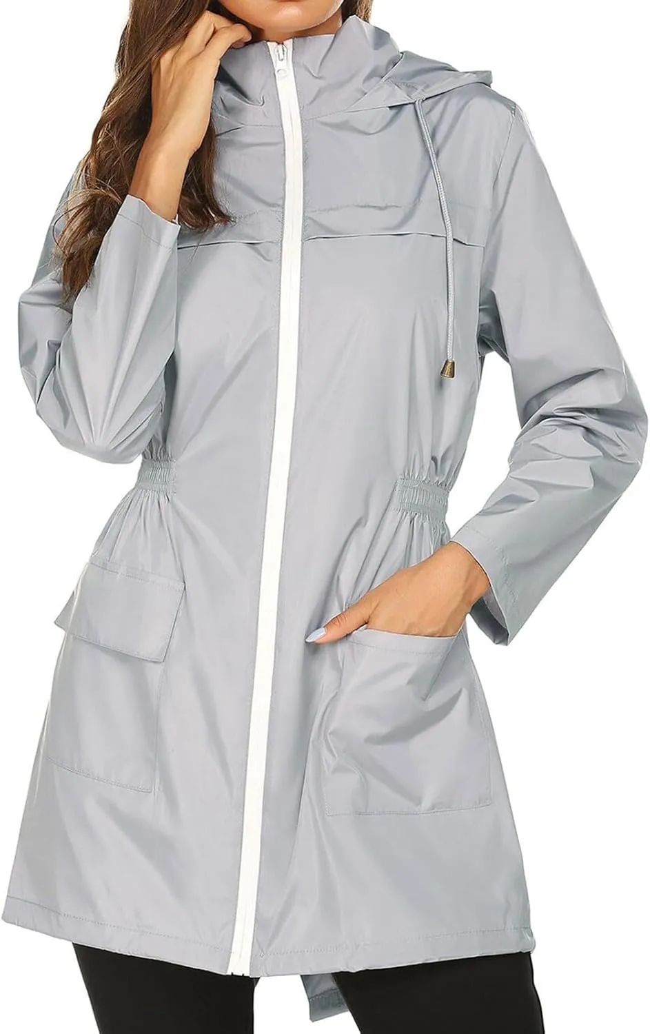 Women's Rain Jacket Plus Size Lightweight Raincoat with Hood Waterproof Outdoor Jackets Fashion Casual Windbreaker