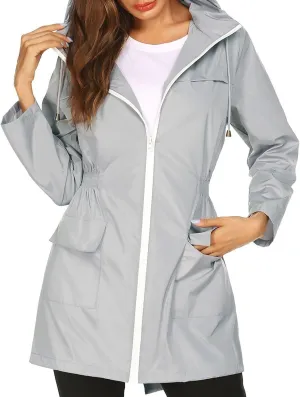 Women's Rain Jacket Plus Size Lightweight Raincoat with Hood Waterproof Outdoor Jackets Fashion Casual Windbreaker