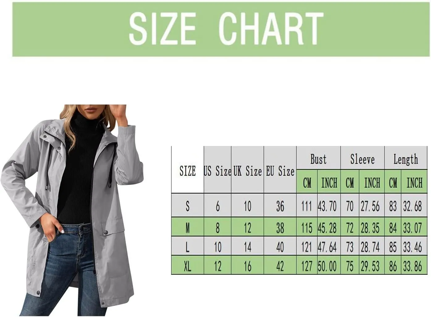 Women's Rain Jacket Plus Size Lightweight Raincoat with Hood Waterproof Outdoor Jackets Fashion Casual Windbreaker