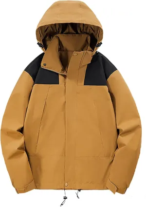 Womens Rain Jacket with Hood Packable Plus Size Waterproof Trench Coat Winter Warm Top Color Block Jackets for Women