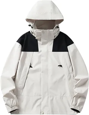 Womens Rain Jacket with Hood Packable Plus Size Waterproof Trench Coat Winter Warm Top Color Block Jackets for Women
