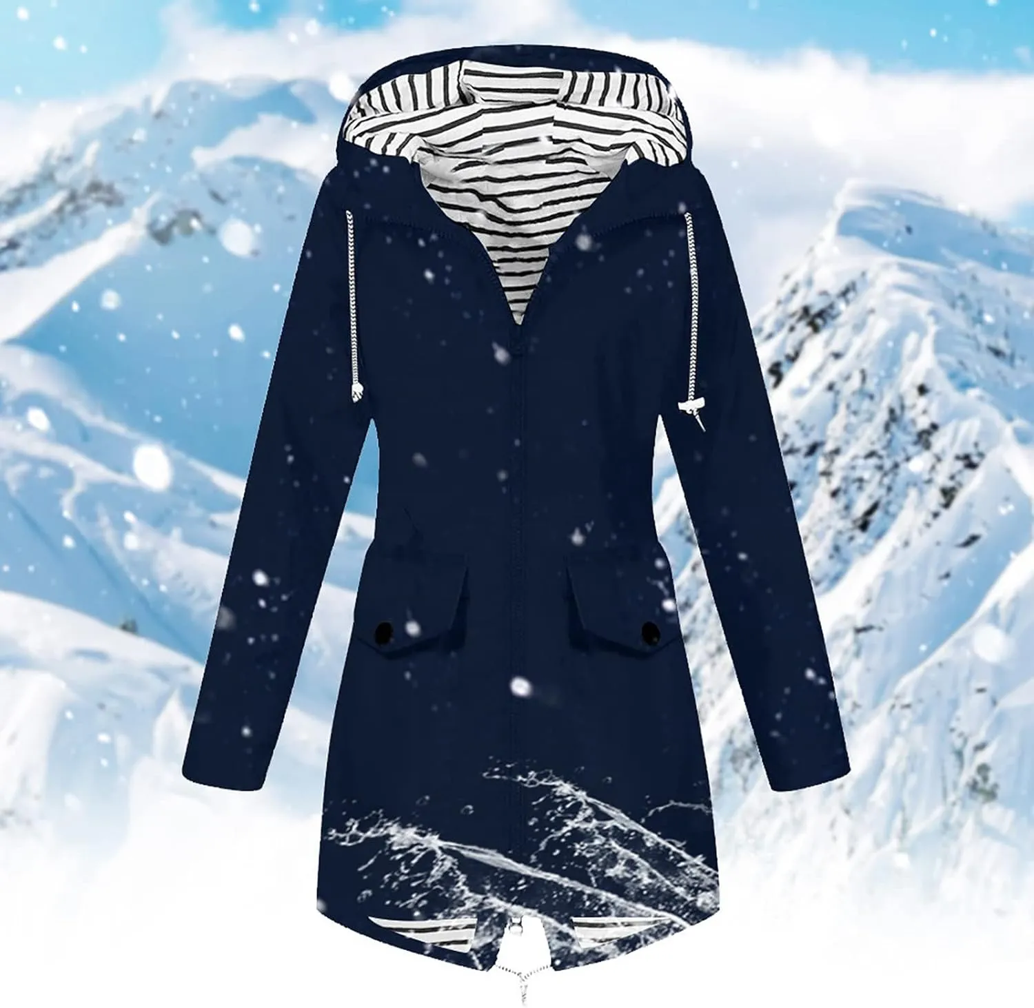 Womens Rain Jacket with Hood Waterproof ski Jacket Lightweight Casual Raincoats Travel Hiking Jackets Lined Pockets