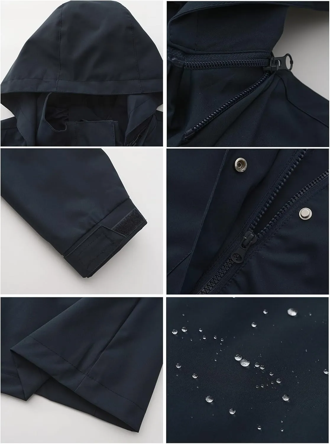Women's Raincoat Waterproof Detachable Hooded Trech Coat Zipper Active Windbreaker Outdoor Jackets