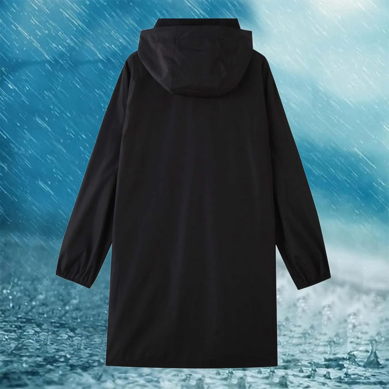 Women's Raincoats Waterproof Lightweight Raincoat with Hood Outdoor Windbreaker Rain Jacket Adjustable Waist