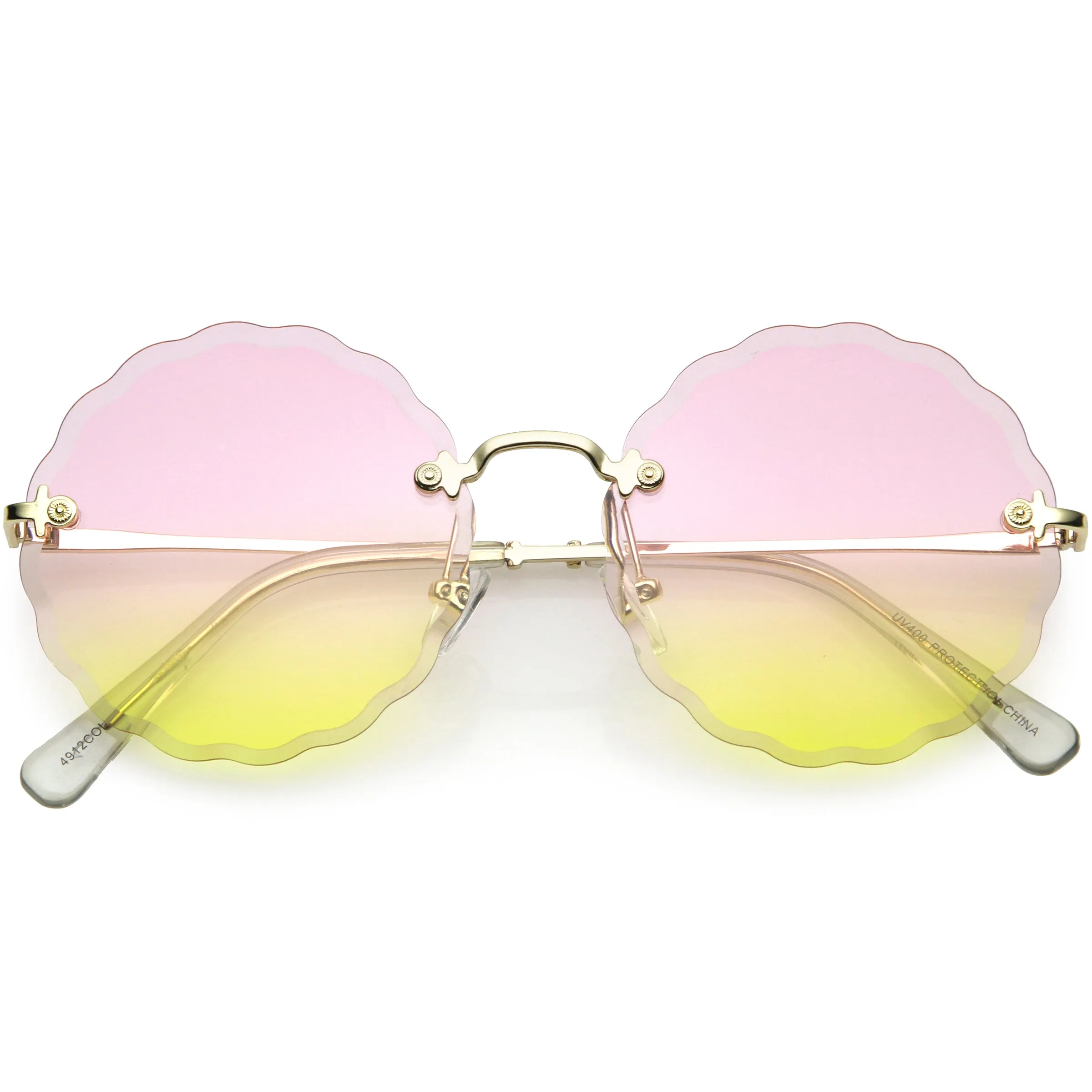Women's Retro 1970's Round Gradient Gem Lens Sunglasses C983