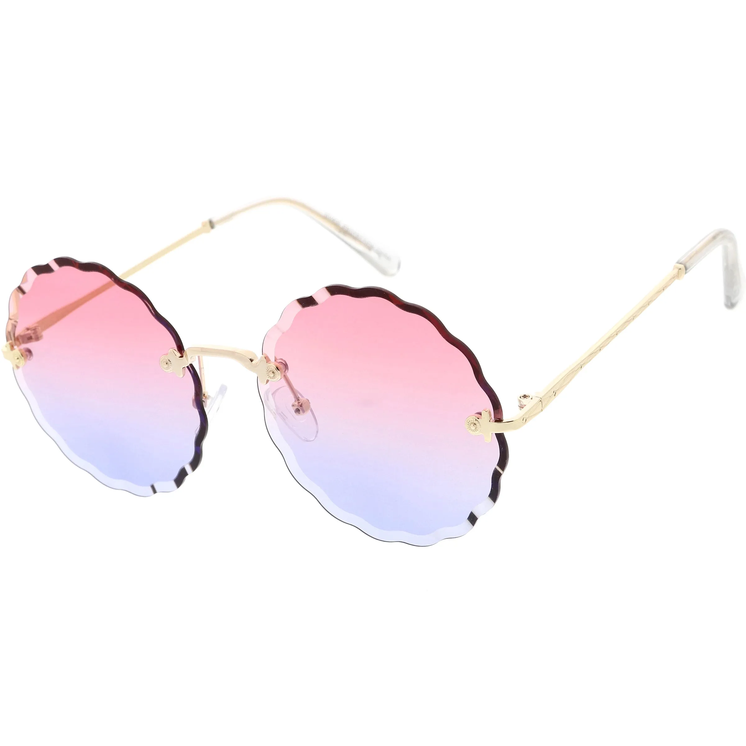 Women's Retro 1970's Round Gradient Gem Lens Sunglasses C983