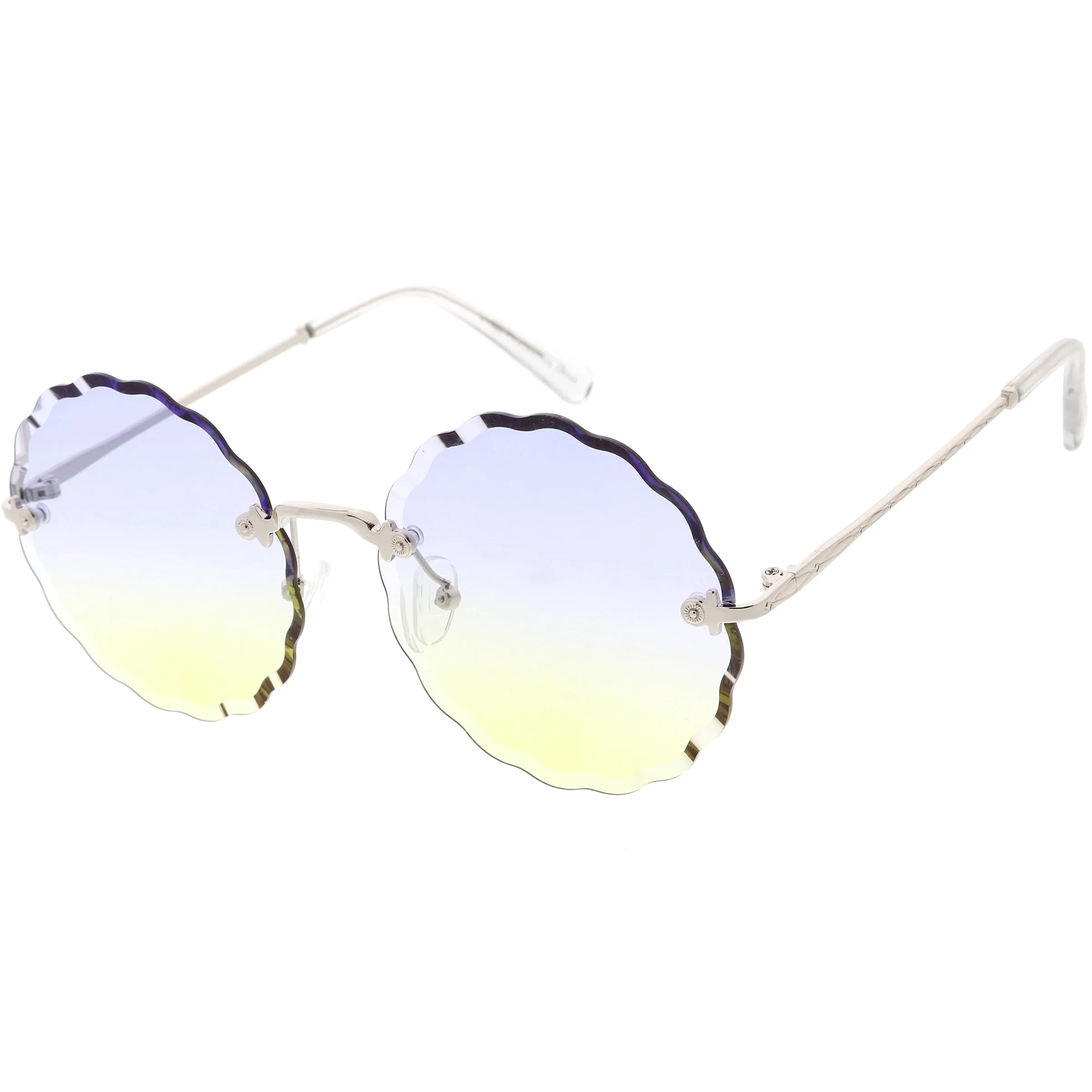 Women's Retro 1970's Round Gradient Gem Lens Sunglasses C983