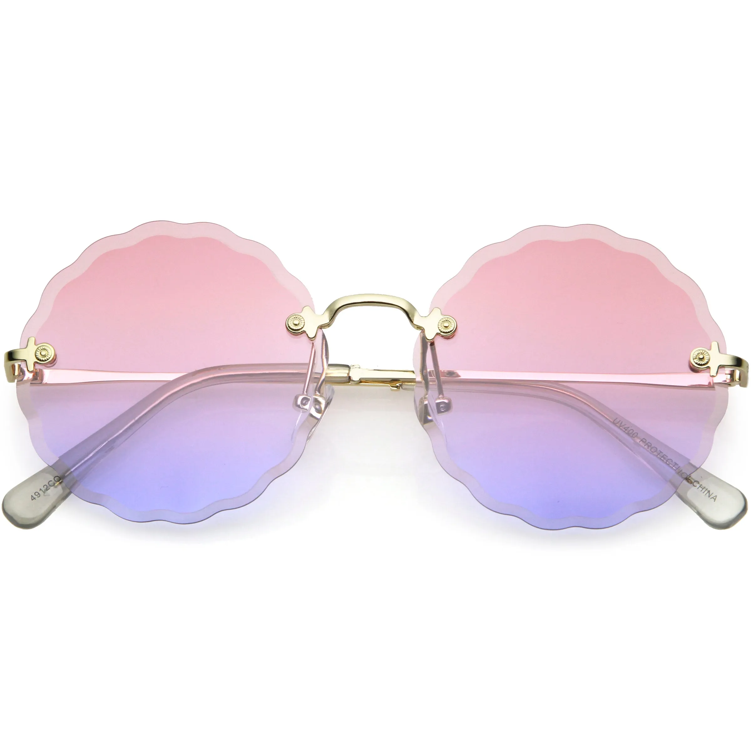 Women's Retro 1970's Round Gradient Gem Lens Sunglasses C983