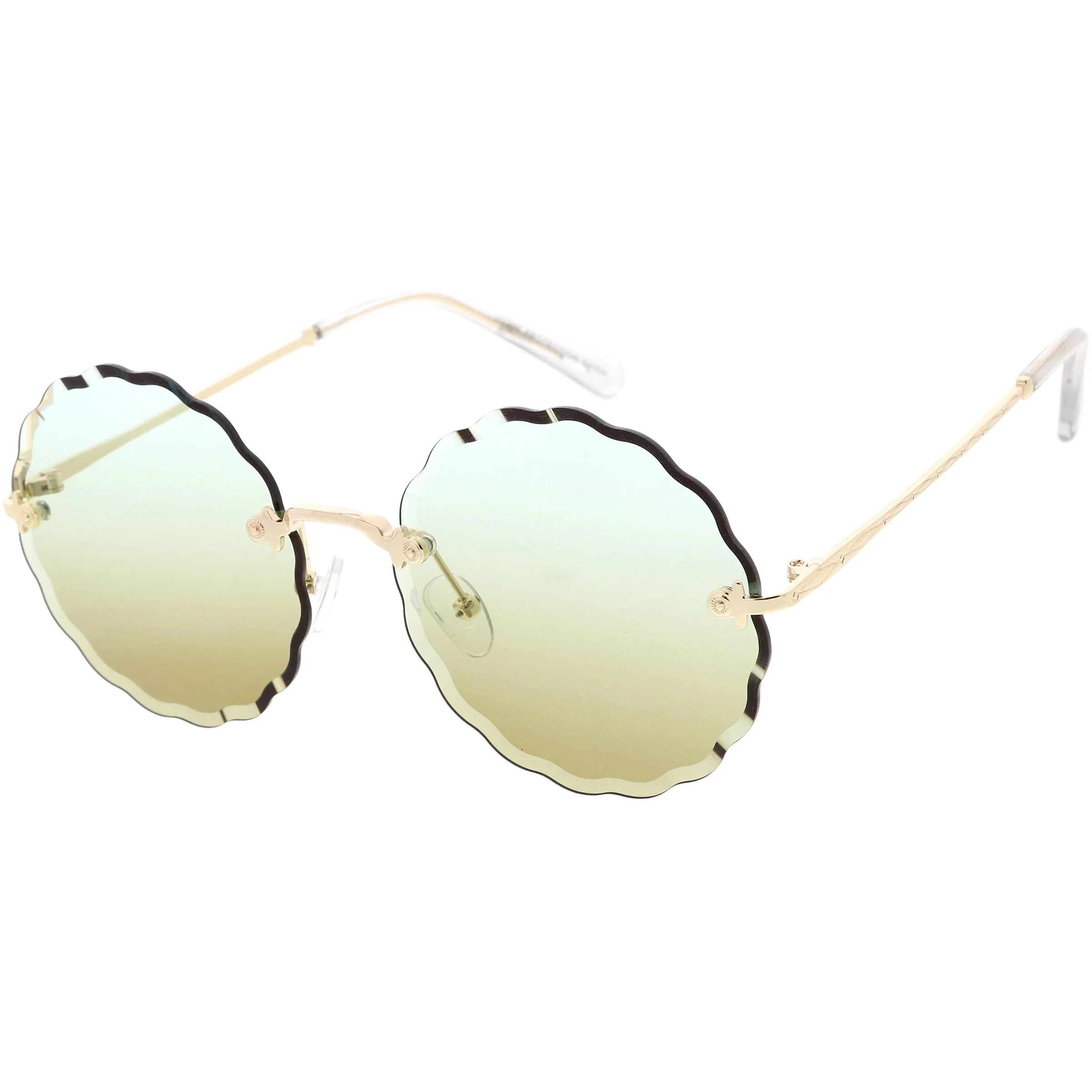 Women's Retro 1970's Round Gradient Gem Lens Sunglasses C983