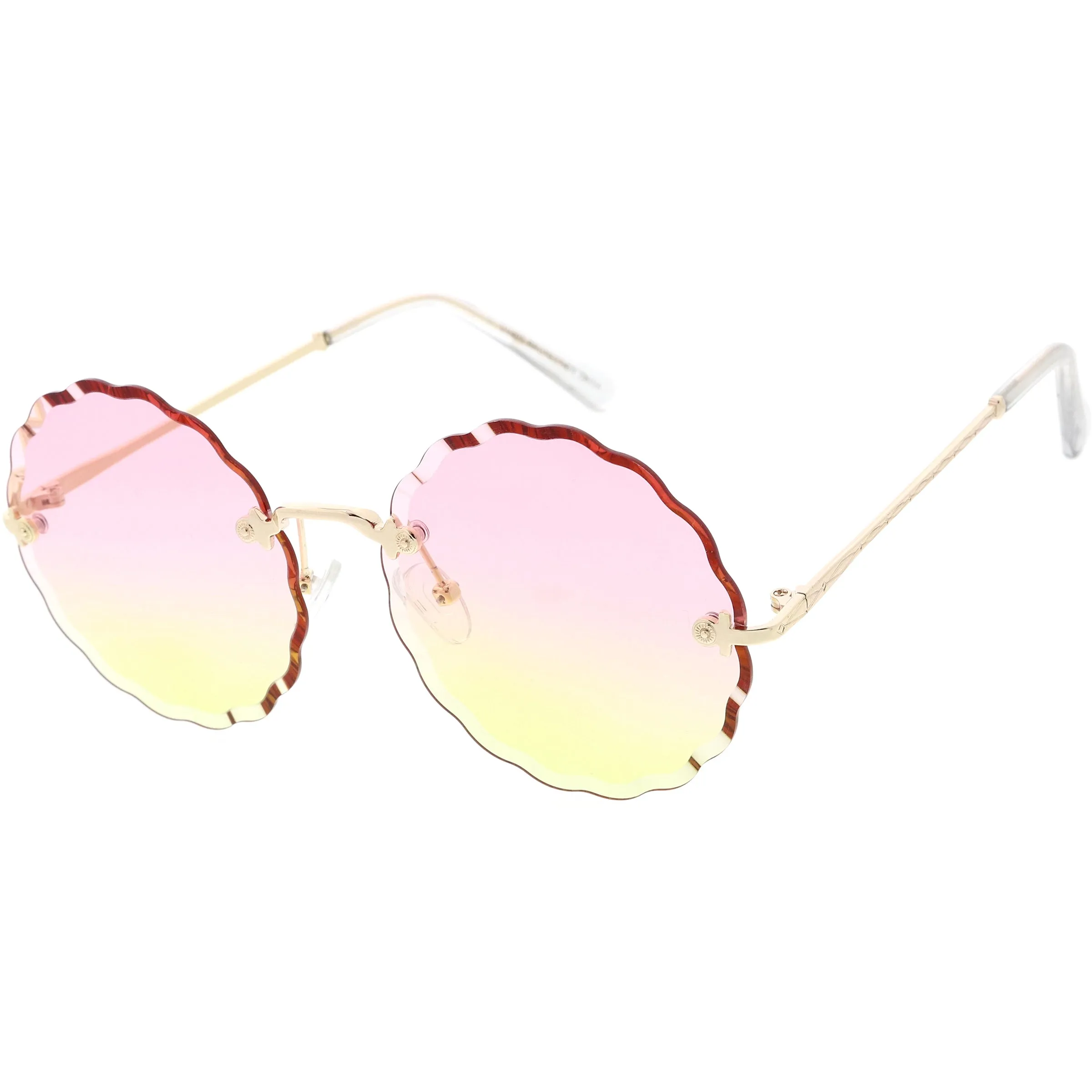 Women's Retro 1970's Round Gradient Gem Lens Sunglasses C983