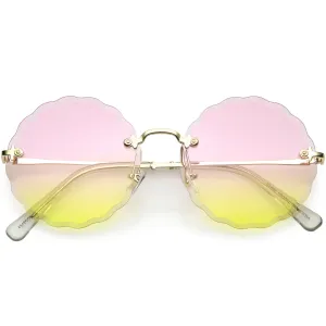 Women's Retro 1970's Round Gradient Gem Lens Sunglasses C983