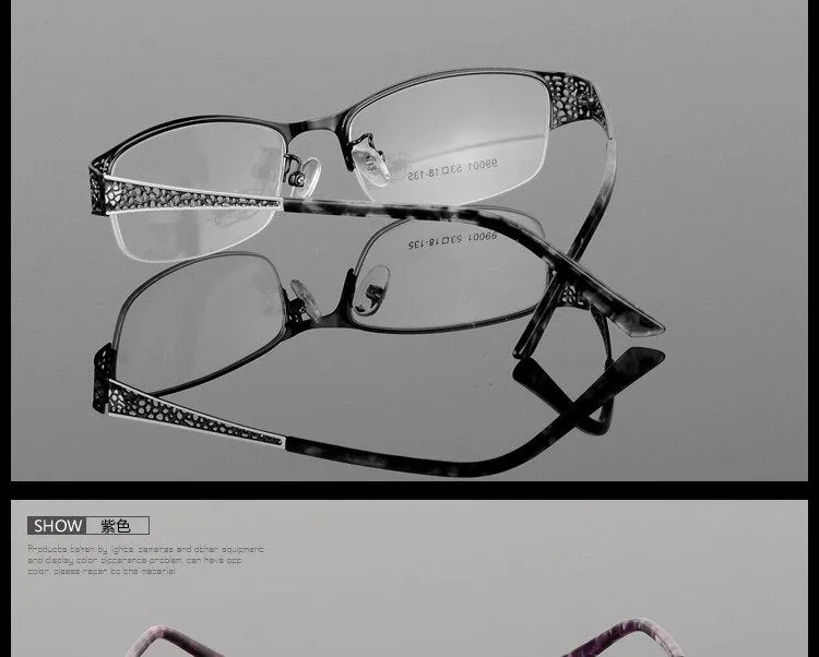 Women's Semi Rim Alloy Frame Eyeglasses 99001
