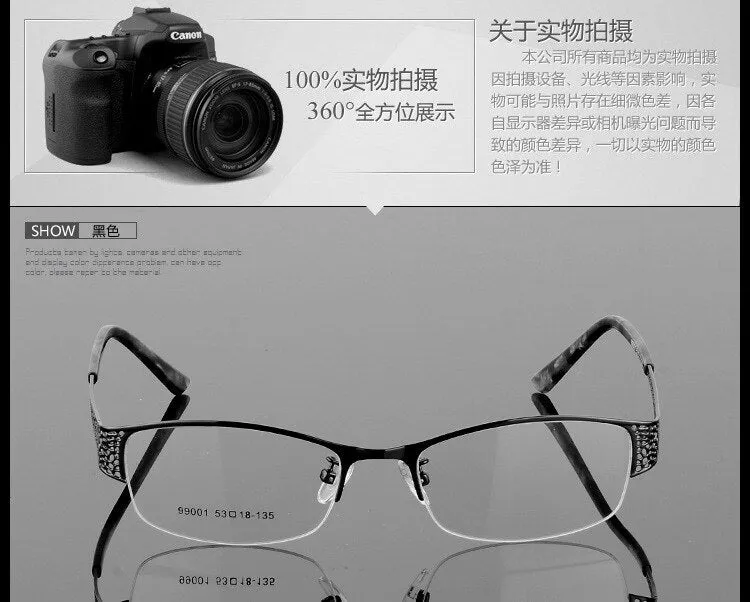Women's Semi Rim Alloy Frame Eyeglasses 99001