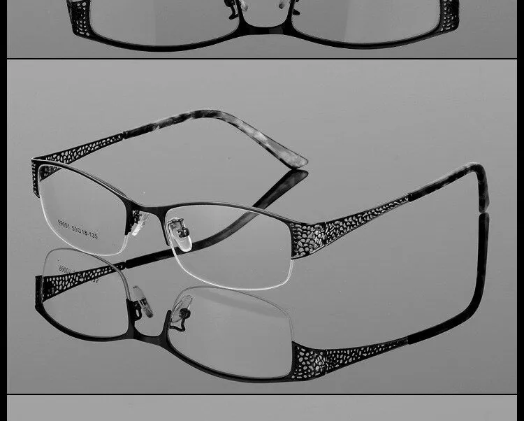 Women's Semi Rim Alloy Frame Eyeglasses 99001