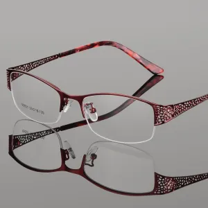 Women's Semi Rim Alloy Frame Eyeglasses 99001