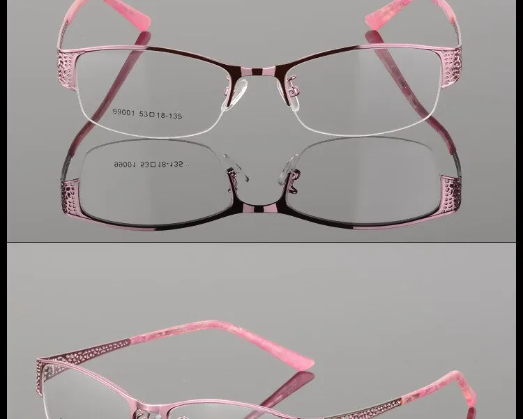 Women's Semi Rim Alloy Frame Eyeglasses 99001