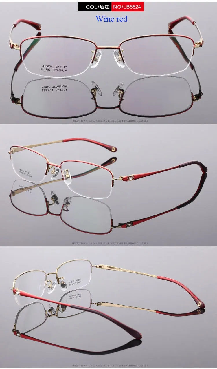 Women's Semi Rim Titanium Frame Eyeglasses Lr6624