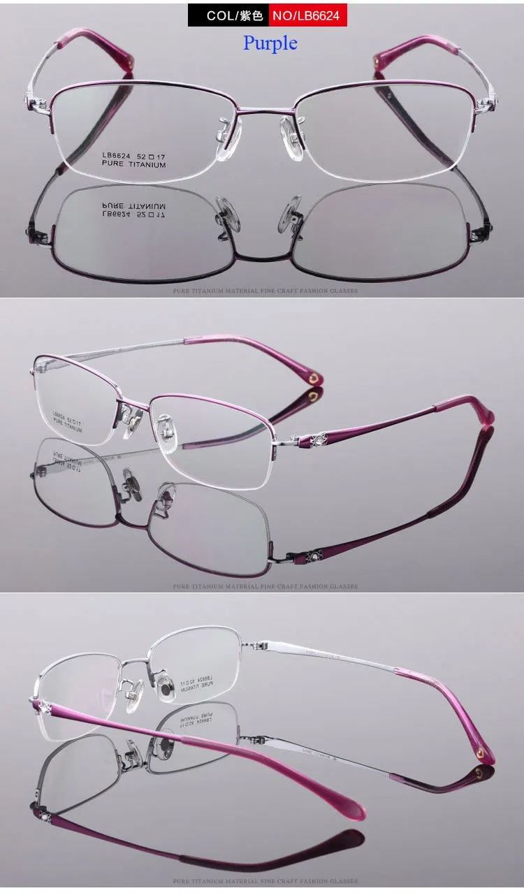 Women's Semi Rim Titanium Frame Eyeglasses Lr6624