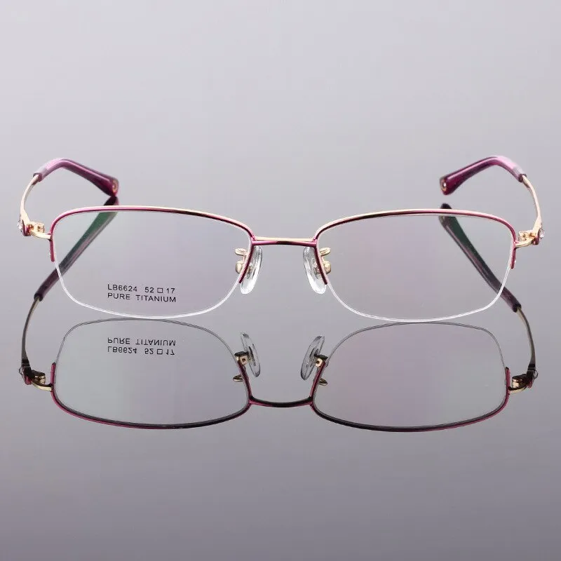 Women's Semi Rim Titanium Frame Eyeglasses Lr6624