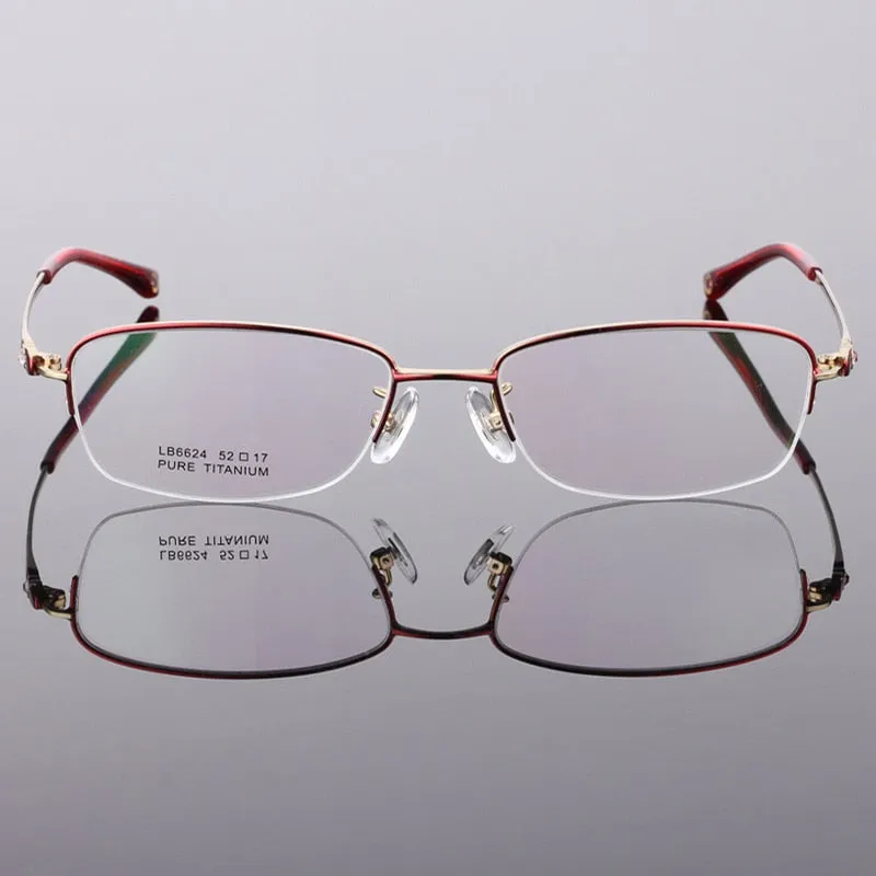 Women's Semi Rim Titanium Frame Eyeglasses Lr6624