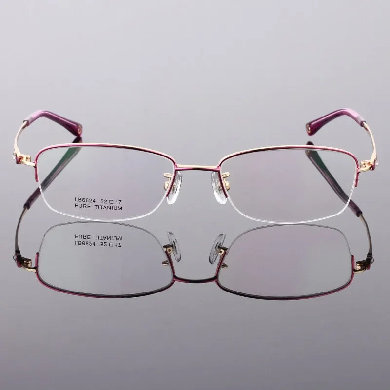 Women's Semi Rim Titanium Frame Eyeglasses Lr6624