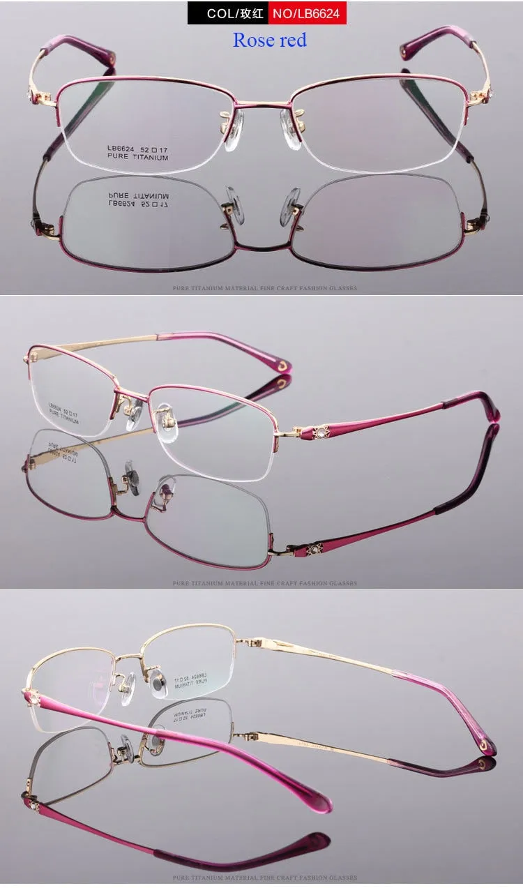 Women's Semi Rim Titanium Frame Eyeglasses Lr6624