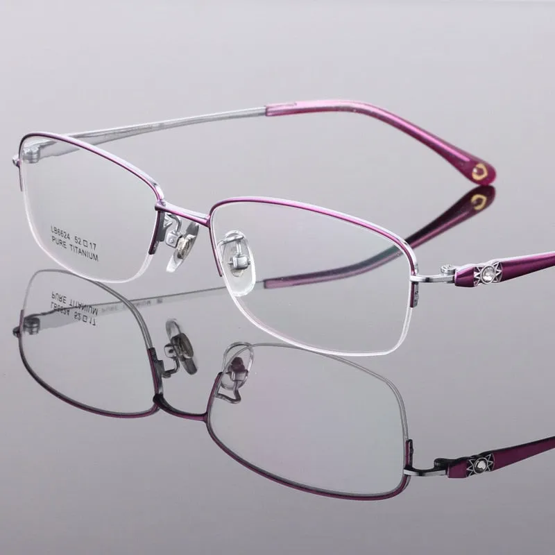 Women's Semi Rim Titanium Frame Eyeglasses Lr6624