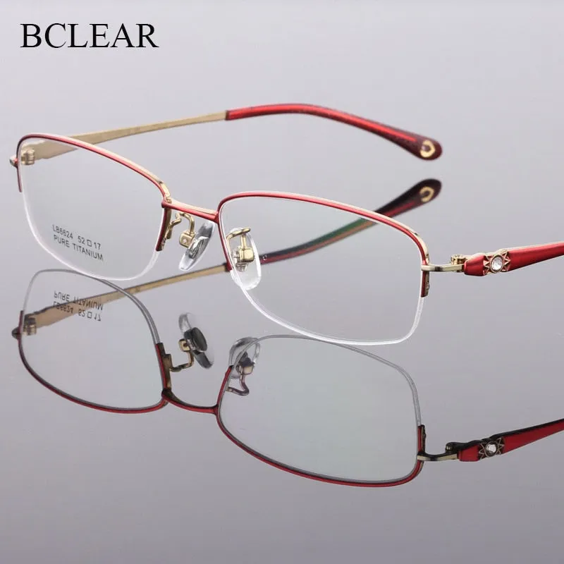 Women's Semi Rim Titanium Frame Eyeglasses Lr6624