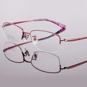 Women's Titanium Semi Rim Frame Eyeglasses Lr8957