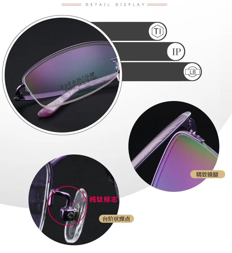 Women's Titanium Semi Rim Frame Eyeglasses Lr8957