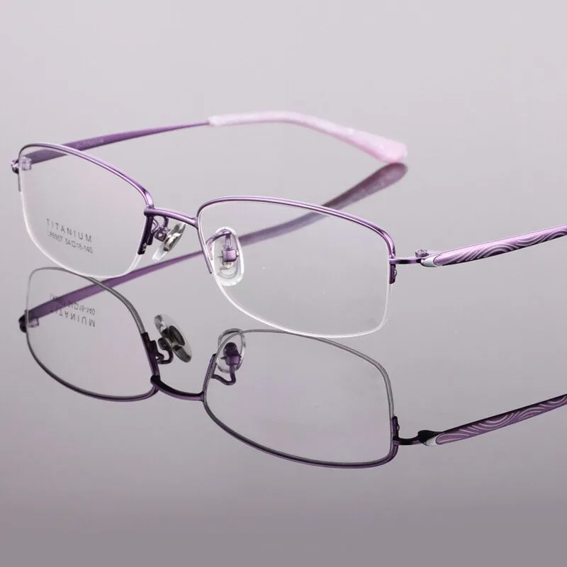 Women's Titanium Semi Rim Frame Eyeglasses Lr8957