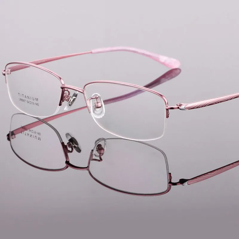 Women's Titanium Semi Rim Frame Eyeglasses Lr8957