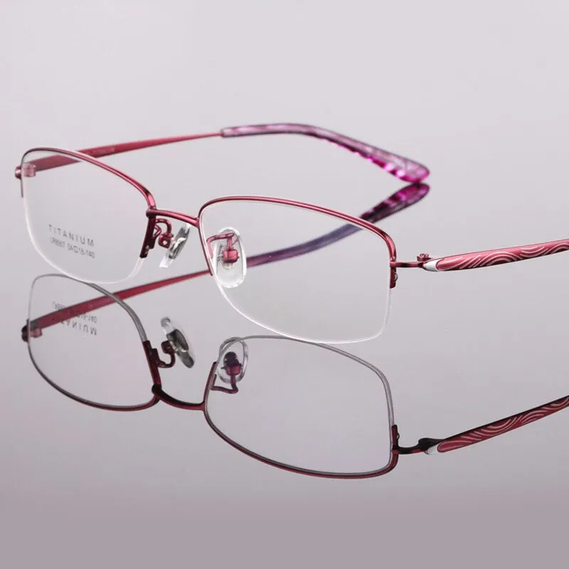 Women's Titanium Semi Rim Frame Eyeglasses Lr8957