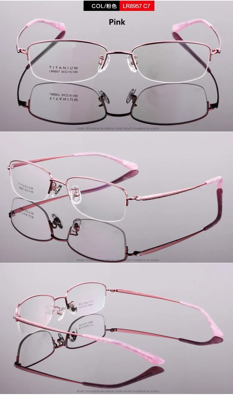 Women's Titanium Semi Rim Frame Eyeglasses Lr8957