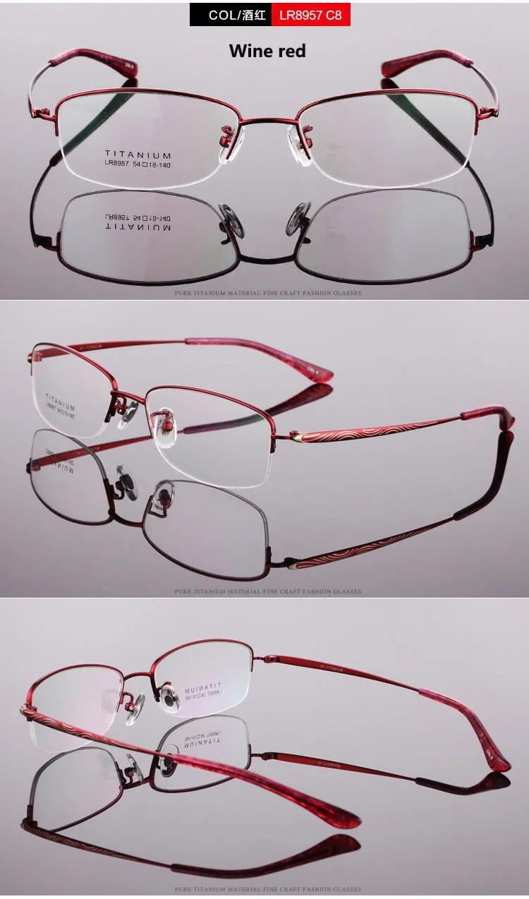 Women's Titanium Semi Rim Frame Eyeglasses Lr8957
