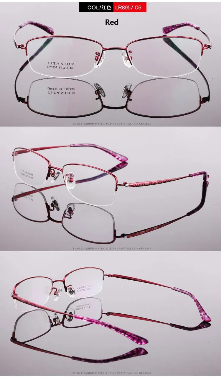 Women's Titanium Semi Rim Frame Eyeglasses Lr8957
